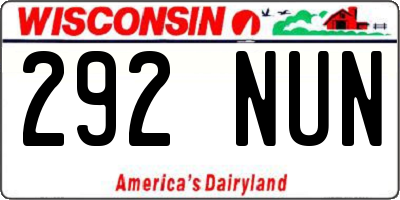 WI license plate 292NUN