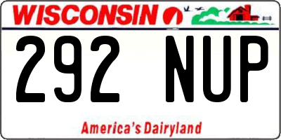 WI license plate 292NUP