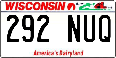 WI license plate 292NUQ