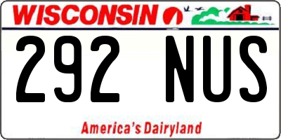 WI license plate 292NUS