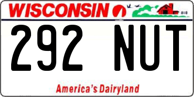 WI license plate 292NUT