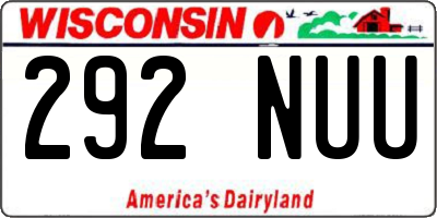 WI license plate 292NUU