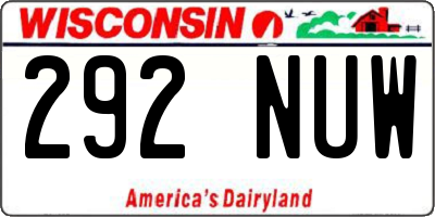 WI license plate 292NUW