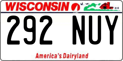 WI license plate 292NUY