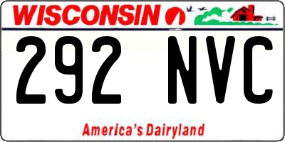 WI license plate 292NVC