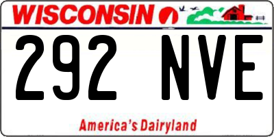 WI license plate 292NVE