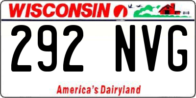 WI license plate 292NVG
