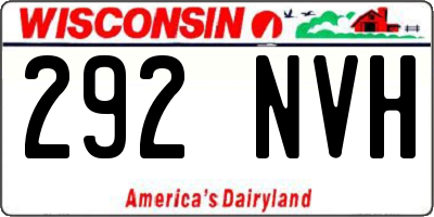 WI license plate 292NVH
