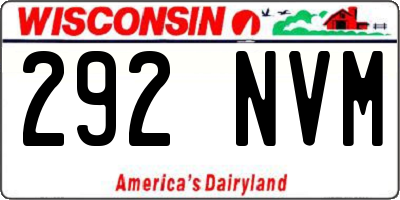 WI license plate 292NVM