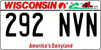 WI license plate 292NVN
