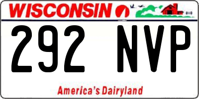 WI license plate 292NVP