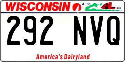 WI license plate 292NVQ