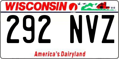 WI license plate 292NVZ