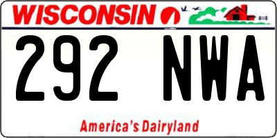 WI license plate 292NWA