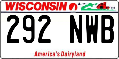 WI license plate 292NWB