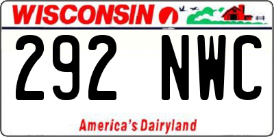 WI license plate 292NWC