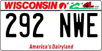 WI license plate 292NWE