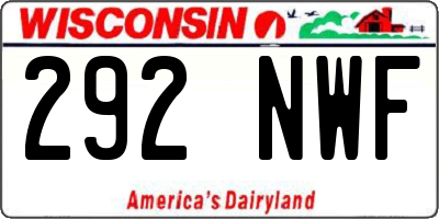 WI license plate 292NWF