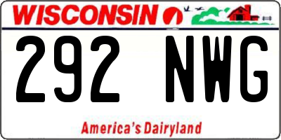 WI license plate 292NWG