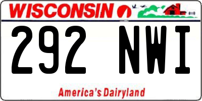 WI license plate 292NWI