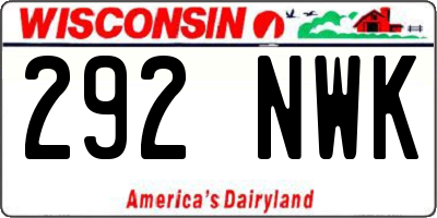 WI license plate 292NWK