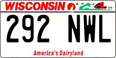 WI license plate 292NWL