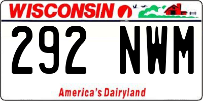 WI license plate 292NWM