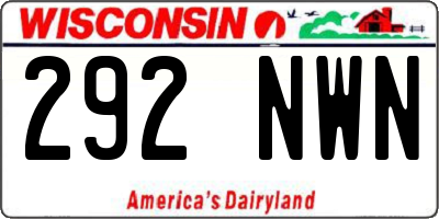 WI license plate 292NWN