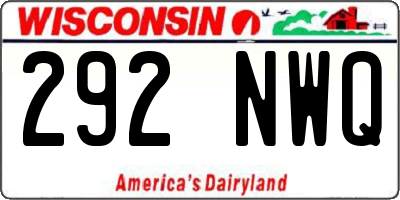 WI license plate 292NWQ