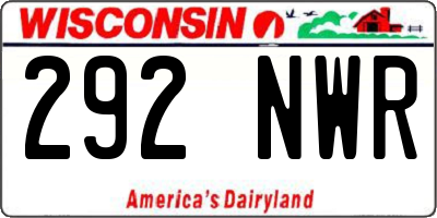 WI license plate 292NWR