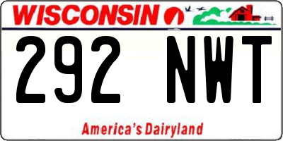 WI license plate 292NWT