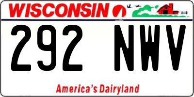 WI license plate 292NWV