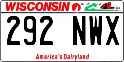 WI license plate 292NWX
