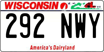 WI license plate 292NWY