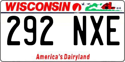 WI license plate 292NXE