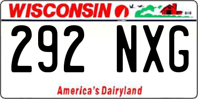 WI license plate 292NXG