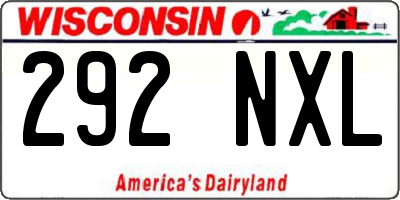 WI license plate 292NXL