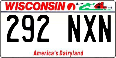 WI license plate 292NXN