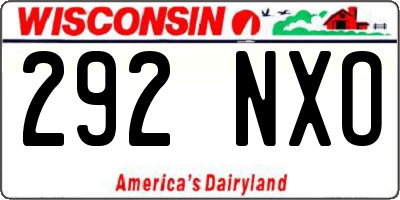 WI license plate 292NXO