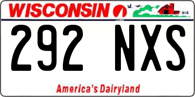 WI license plate 292NXS