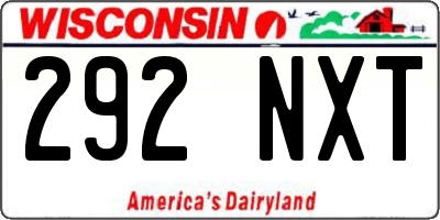 WI license plate 292NXT