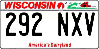 WI license plate 292NXV