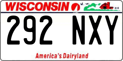 WI license plate 292NXY