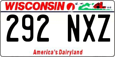 WI license plate 292NXZ