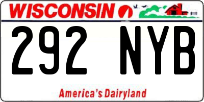 WI license plate 292NYB