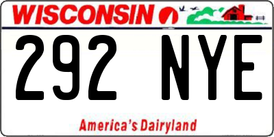 WI license plate 292NYE