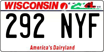 WI license plate 292NYF