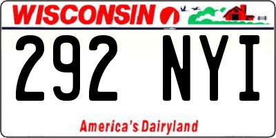 WI license plate 292NYI