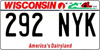 WI license plate 292NYK