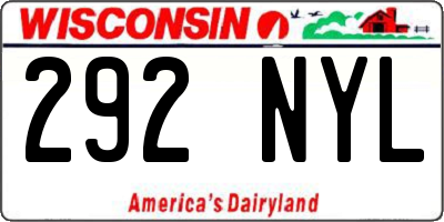 WI license plate 292NYL